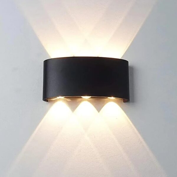 Lampă LED de perete Nevia – Neagră, 6 × 1W