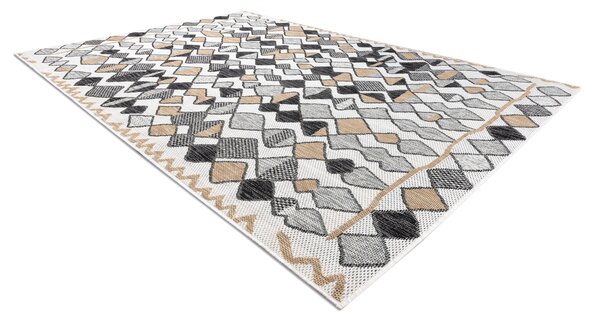 Covor SISAL COOPER Caro, Zigzag 22217 ecru / negru