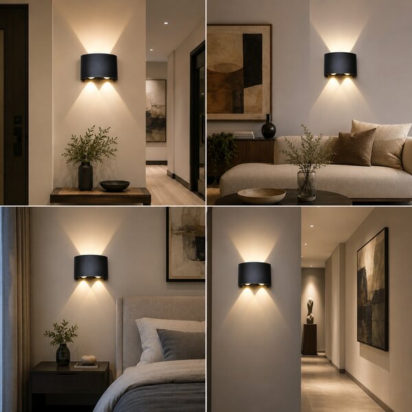 Lampă LED de perete Valen – Neagră, 4 × 1W