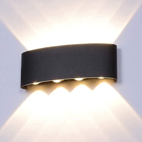 Lampă LED de perete Rea – Neagră, 8 × 1W