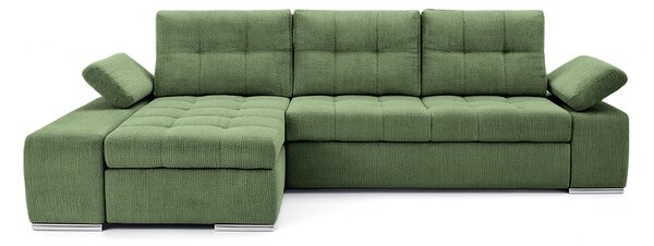 Colțar Extensibil VENETIA, cu ladă de depozitare, variante stânga/dreapta 290x170x80 cm, Stanga / Verde-Memphis