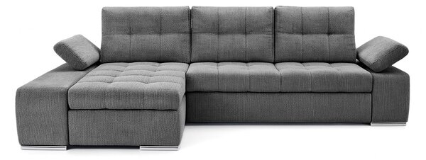Colțar Extensibil VENETIA, cu ladă de depozitare, variante stânga/dreapta 290x170x80 cm, Stanga / Gri-Inchis-Memphis