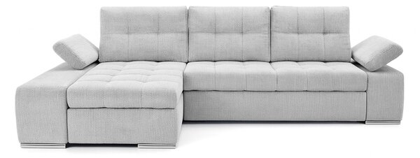 Colțar Extensibil VENETIA, cu ladă de depozitare, variante stânga/dreapta 290x170x80 cm, Stanga / Gri-Argintiu-Memphis