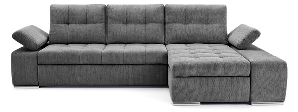 Colțar Extensibil VENETIA, cu ladă de depozitare, variante stânga/dreapta 290x170x80 cm, Stanga / Gri-Inchis-Memphis