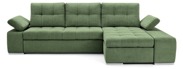 Colțar Extensibil VENETIA, cu ladă de depozitare, variante stânga/dreapta 290x170x80 cm, Dreapta / Verde-Memphis