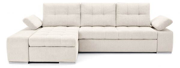 Colțar Extensibil VENETIA, cu ladă de depozitare, variante stânga/dreapta 290x170x80 cm, Stanga / Crem-Memphis