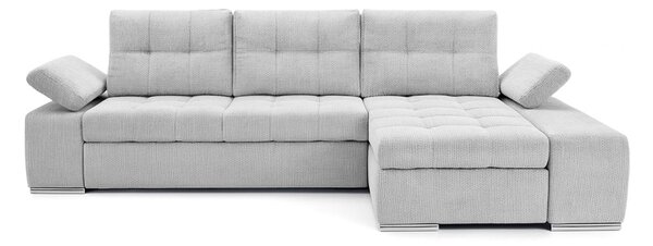 Colțar Extensibil VENETIA, cu ladă de depozitare, variante stânga/dreapta 290x170x80 cm, Stanga / Gri-Argintiu-Memphis