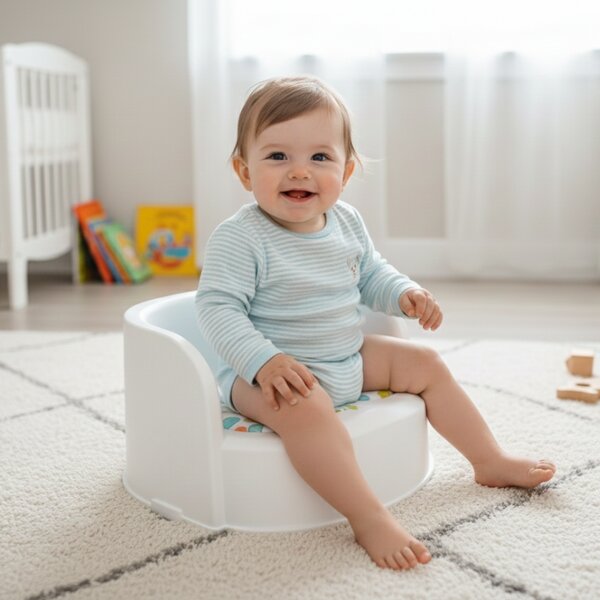 Scaun inaltator de masa portabil pentru copii tip booster Kidizi EasySeat alb, model convertibil in taburet de joaca