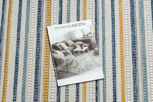 Covor SISAL COOPER Dunga, Etno 22237 ecru / albastru inchis