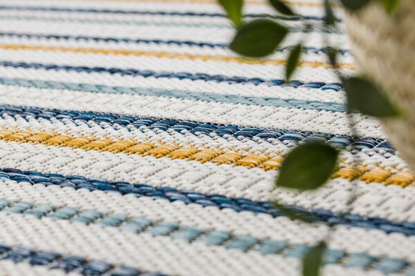 Covor SISAL COOPER Dunga, Etno 22237 ecru / albastru inchis