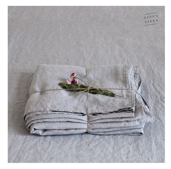 Cearceaf gri deschis din in 180x260 cm Light Grey – Linen Tales