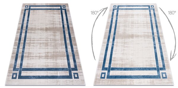 Covor NOBLE modern 1539 68 Cadru vintage - structural două niveluri cremă / albastru