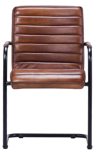 Scaun din piele Nomad plump Ribbed Lr DarkBrown