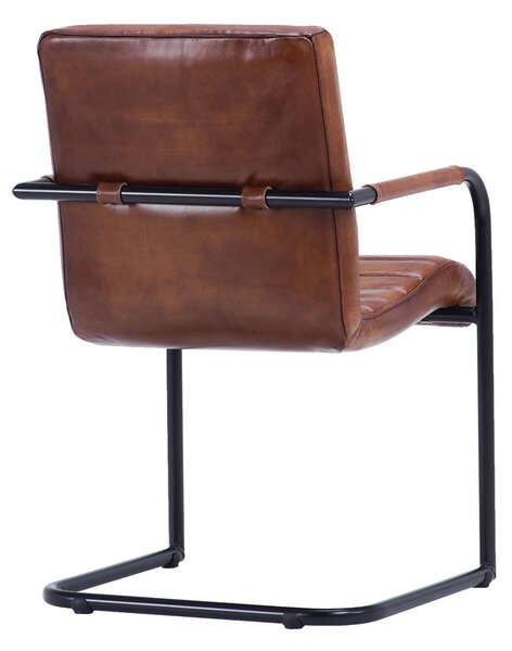 Scaun din piele Nomad plump Ribbed Lr DarkBrown