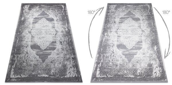 Covor NOBLE modern 9479 65 ornament vintage - structural pe două nivele de lână crem / gri