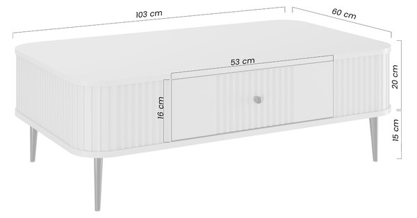 Măsuță de cafea Vesper 103x60 cm cu sertar - negru / picioare aurii