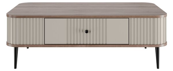 Măsuță de cafea cu sertar Vesper 103x60 cm - cashmir / nuc / picioare negre