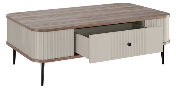 Măsuță de cafea cu sertar Vesper 103x60 cm - cashmir / nuc / picioare negre