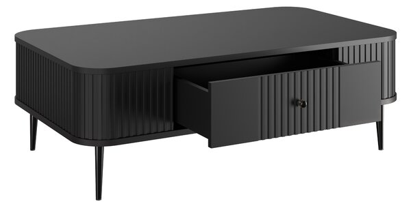 Măsuță de cafea cu sertar Vesper 103x60 cm - negru / picioare negre