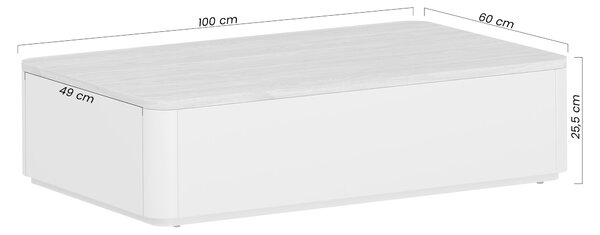 Masă de cafea Amilio 100 cm cu sertare - eucalipt / stejar Baltic Dune