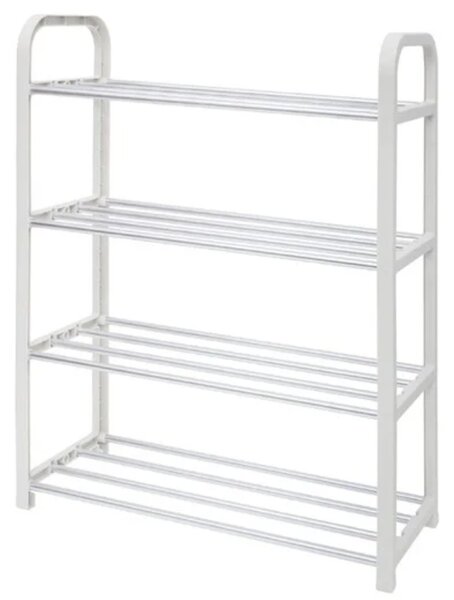 Suport pentru pantofi cu 4 rafturi, pliabil, 59 cm, alb