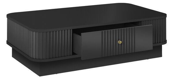 Măsuță de cafea Vesper 103x60 cm cu sertar pe plintă - negru / mâner auriu
