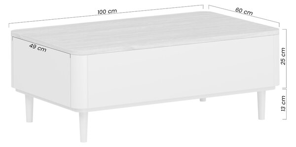 Masă de cafea Amilio 100 cm cu sertare pe picioare - eucalipt / stejar Baltic Dune
