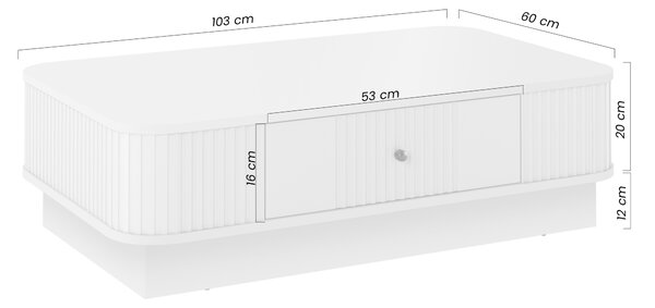 Măsuță de cafea Vesper 103x60 cm cu sertar pe plintă - negru / mâner auriu
