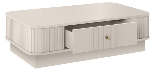 Măsuță de cafea Vesper 103x60 cm cu sertar pe plintă - cashmir / mâner auriu