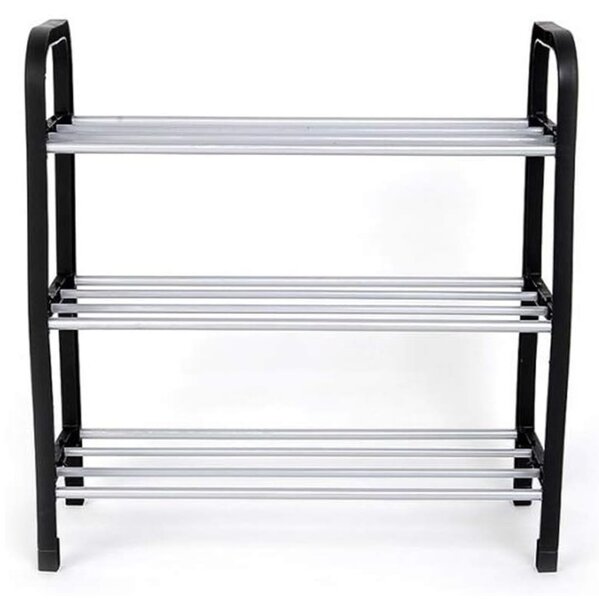 Suport pentru pantofi cu 3 rafturi, pliabil, 44 cm, negru