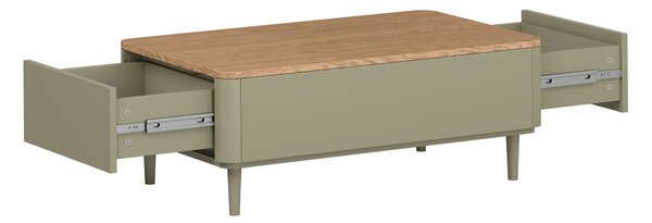 Masă de cafea Amilio 100 cm cu sertare pe picioare - eucalipt / stejar Baltic Dune