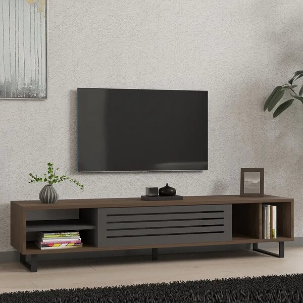 Comoda tv Maira pentru living culoare nuc si antracit 160 cm