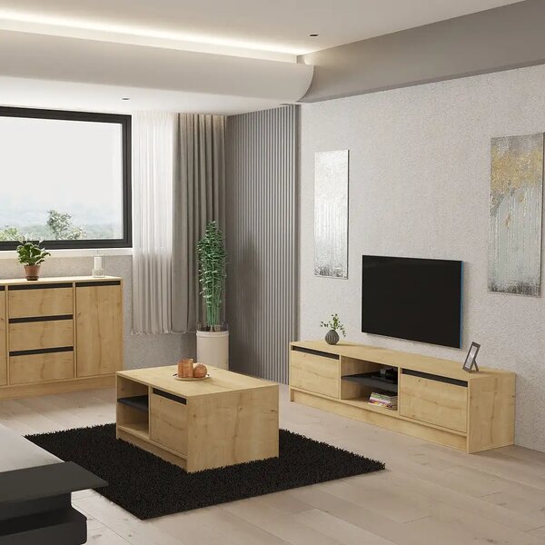 Comoda tv Pearle pentru living culoare stejar 180 cm