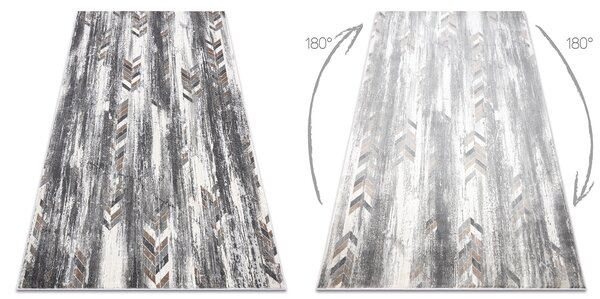 Covor NOBLE modern 9732 47 Herringbone vintage - structural pe două nivele de lână gri / beige