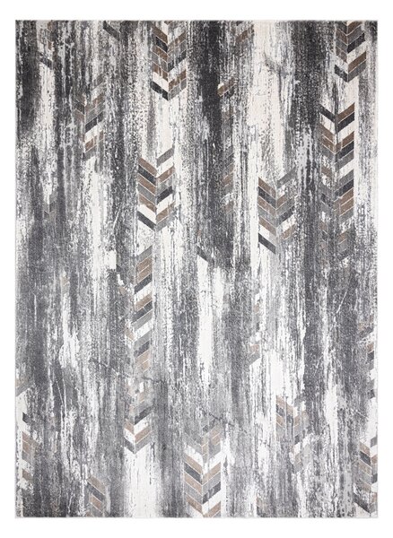 Covor NOBLE modern 9732 47 Herringbone vintage - structural pe două nivele de lână gri / beige