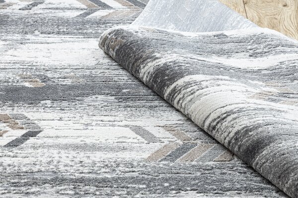 Covor NOBLE modern 9732 47 Herringbone vintage - structural pe două nivele de lână gri / beige