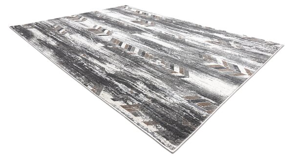 Covor NOBLE modern 9732 47 Herringbone vintage - structural pe două nivele de lână gri / beige