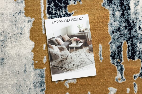 Exclusiv EMERALD covor 1025 glamour, stilat, cercuri albastru / aur