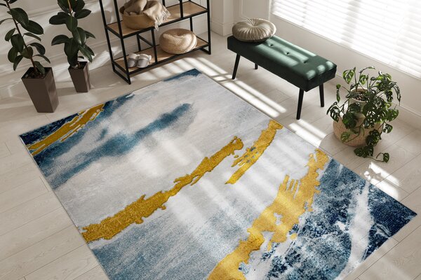 Exclusiv EMERALD covor 1023 glamour, stilat, abstracțiune albastru / aur