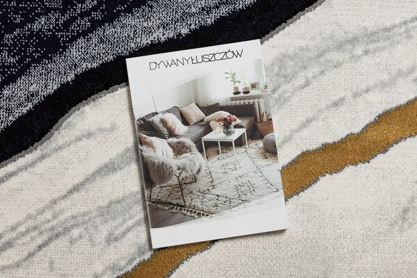 Exclusiv EMERALD covor 1017 glamour, stilat, marmură albastru inchis / aur