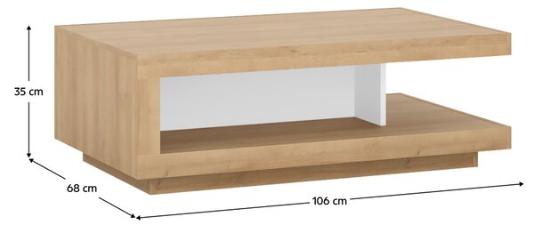 KONDELA Măsuţă de cafea LYOT01, stejar riviera/alb cu luciu extra ridicat, LEONARDO