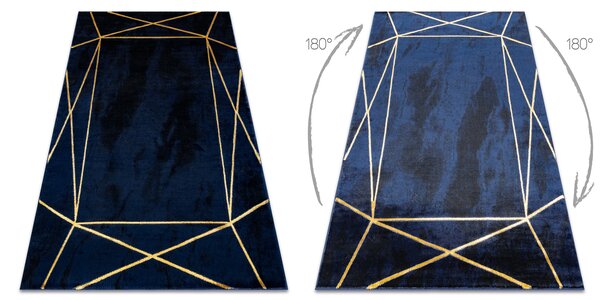 Exclusiv EMERALD covor 1022 glamour, stilat, geometric albastru inchis / aur