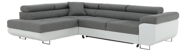 KONDELA Colţar, alb/gri, model stânga, AMARETO NEW