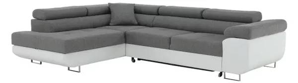 KONDELA Colţar, alb/gri, model stânga, AMARETO NEW