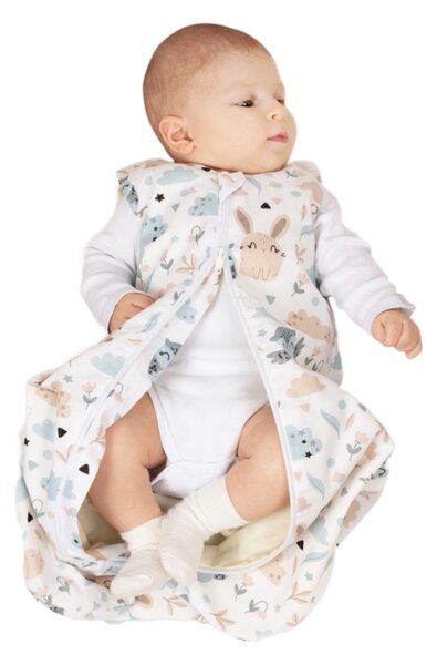 Sac de dormit bebe de vara din bumbac 100% 0-3 luni Kidizi Forest Friends, 0.5 tog