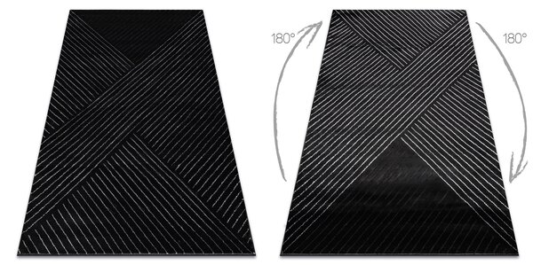 Exclusiv EMERALD covor A0084 glamour, stilat, linii, geometric negru / argint
