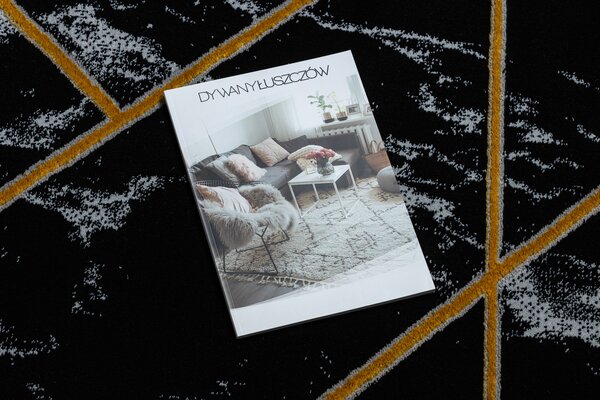 Exclusiv EMERALD covor 2000 glamour, stilat, geometric, marmură negru / aur