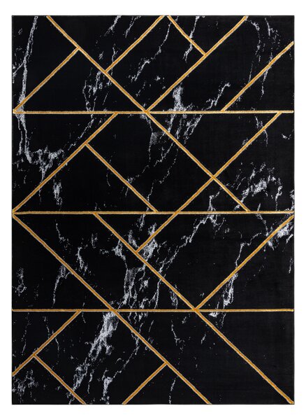Exclusiv EMERALD covor 2000 glamour, stilat, geometric, marmură negru / aur