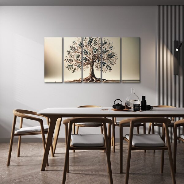 Tablou 5-piese arborele vieții decorativ cu ornamente
