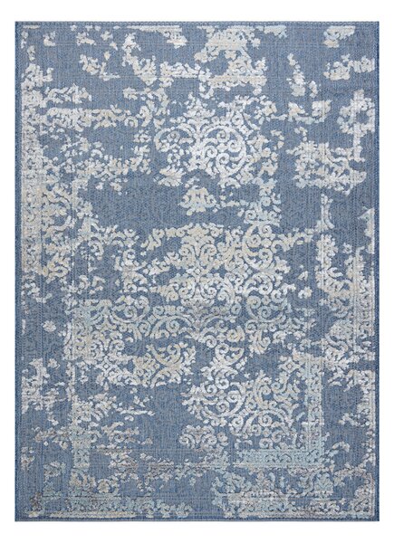Covor Structural SOLE D3811 Ornament - țesute plate albastru / bej